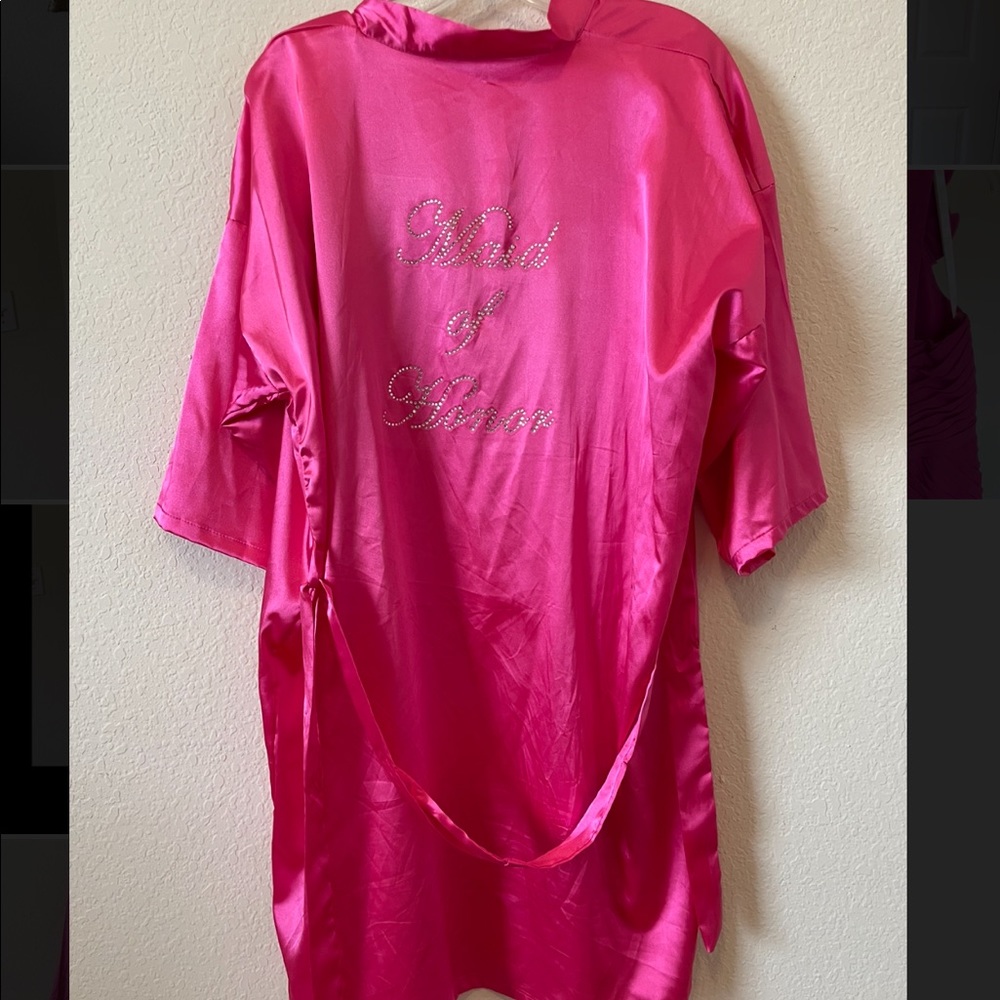 Satin Pink Maid of Honor Dressing Robes